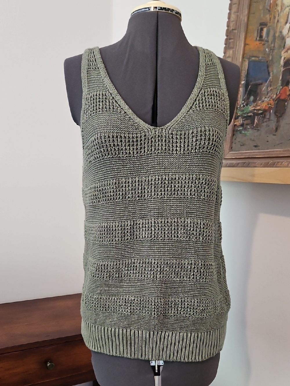 a.n.a Olive Knit V-Neck Tank